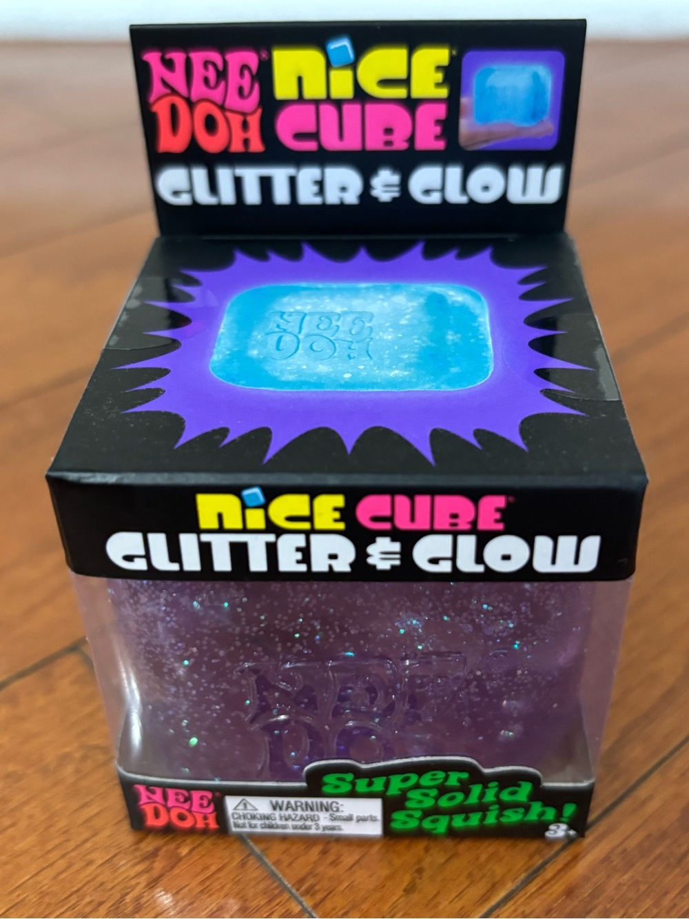 PURPLE Needoh Nice Cube Glitter & Glow Nee Doh Squishy Glowing Ice Cube Viral